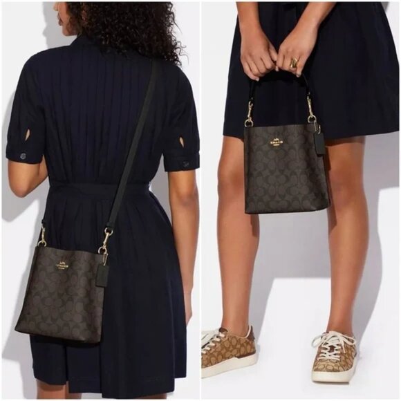 NWT ✅ Coach MOLLIE Bucket Bag 22 in Signature Canvas ⭐ NWT - Picture 5 of 17